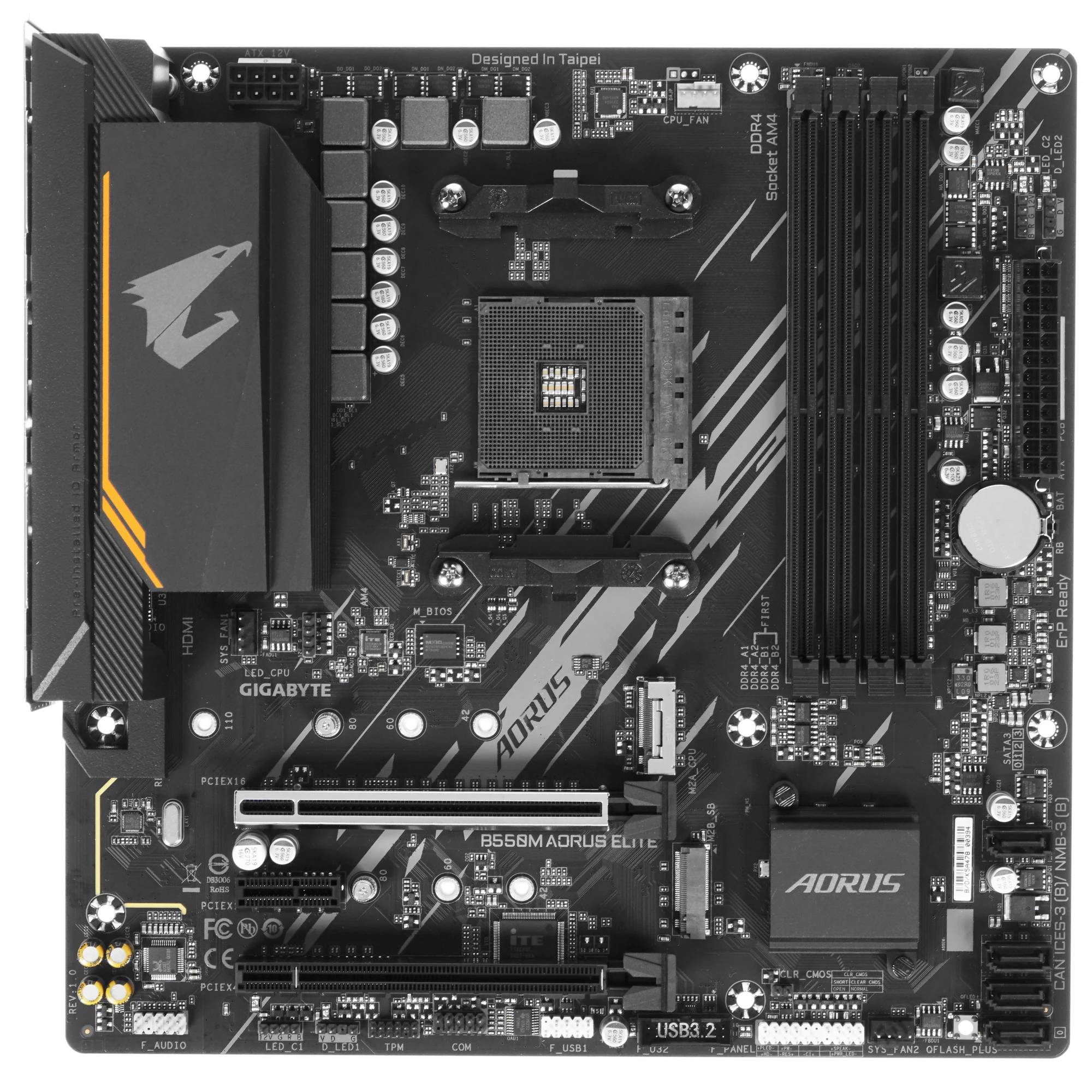 Материнская плата Gigabyte B550M AORUS ELITE rev.1.3, AM4, (DVI, HDMI), 4xDDR IV, mATX