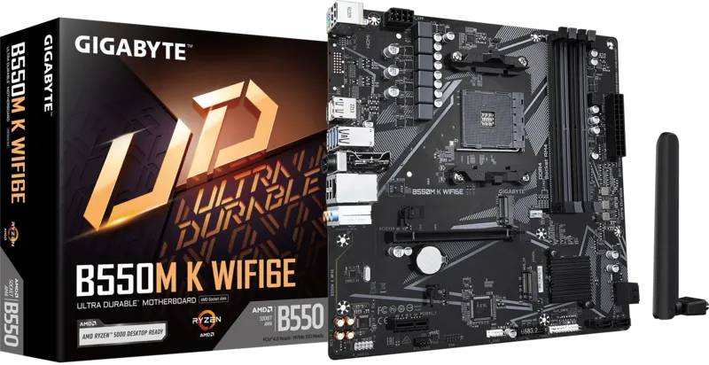 Материнская плата Gigabyte B550M K WIFI6E, AM4, (HDMI, DP), 4xDDR IV, mATX