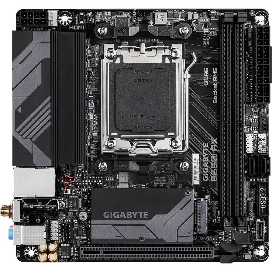 Материнская плата Gigabyte B650I AX, AM5, (HDMI, DP), 2xDDR V, mini-ITX