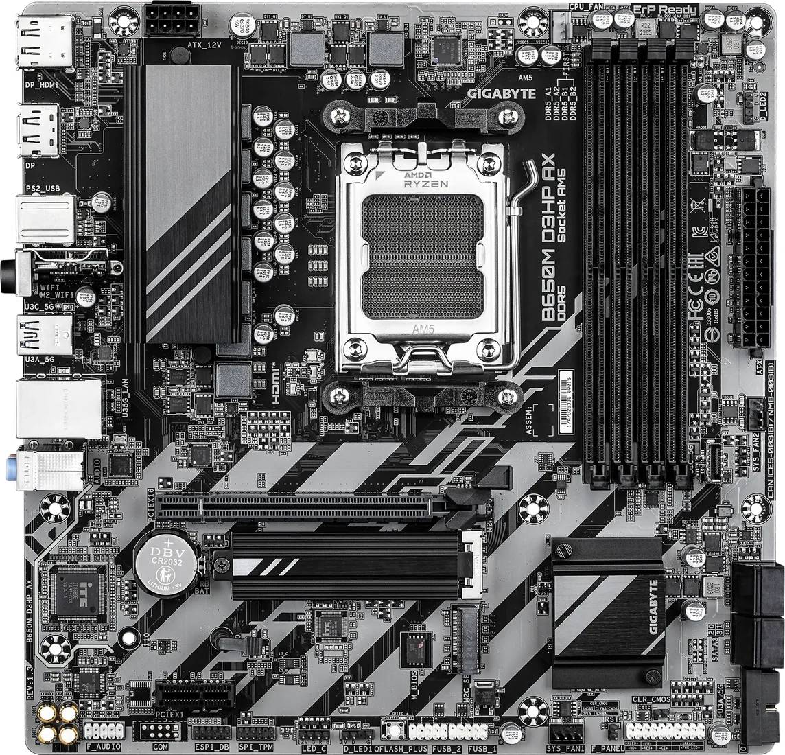 Материнская плата Gigabyte B650M D3HP AX (rev. 1.3), AM5, (HDMI, 2xDP), 4xDDR V, mATX