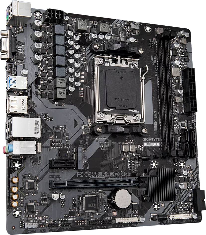 Материнская плата Gigabyte B650M S2H, AM5, (VGA, HDMI, DP), 2xDDR V, mATX  (Уценка, не работает 2й слот памяти)