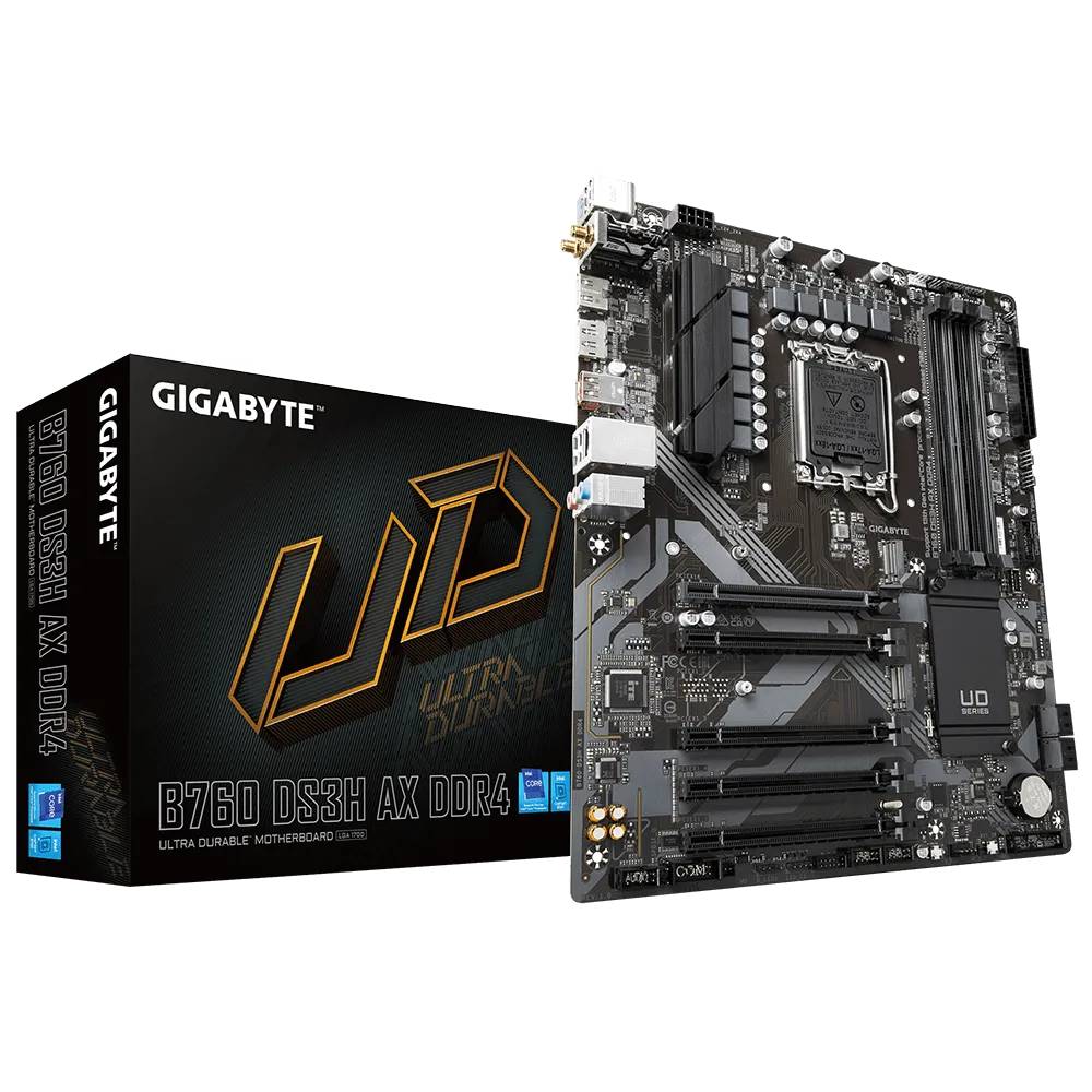 Материнская плата Gigabyte B760 DS3H AX DDR4, LGA1700, (HDMI, DP), 4xDDR IV, ATX