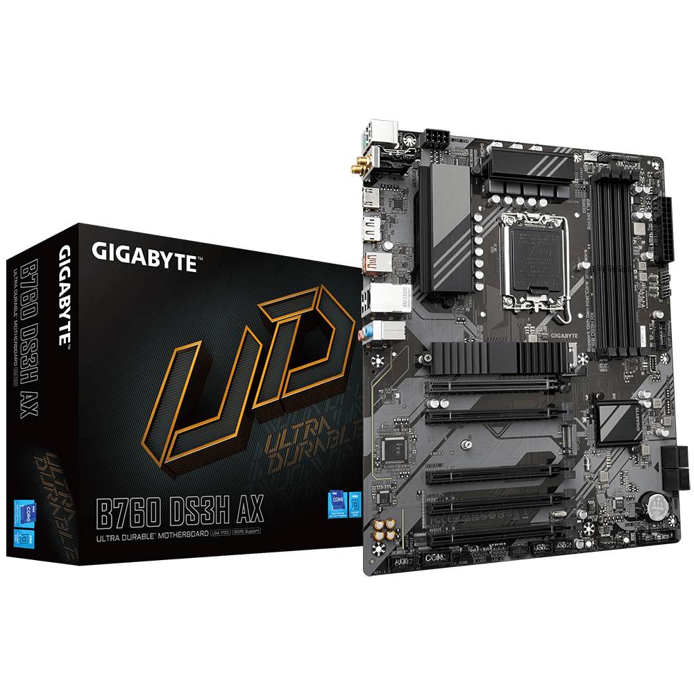 Материнская плата Gigabyte B760 DS3H AX, LGA1700, (HDMI, DP), 4xDDR V, ATX