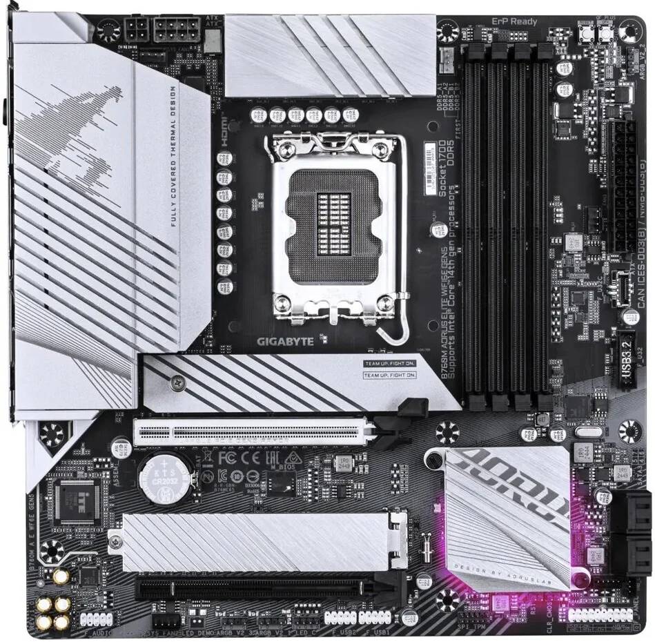 Материнская плата Gigabyte B760M AORUS ELITE WIFI6E GEN5, LGA1700, (HDMI, DP), 4xDDR V, mATX