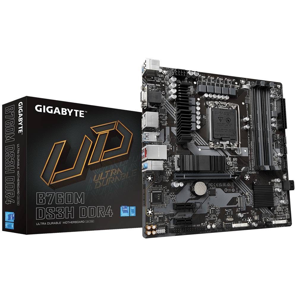 Материнская плата Gigabyte B760M DS3H DDR4, LGA1700, (HDMI, 2xDP, VGA), 4xDDR IV, mATX