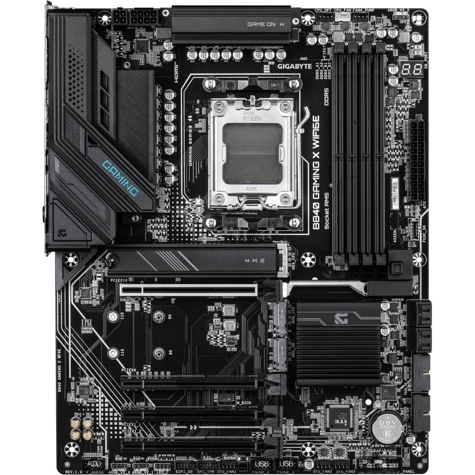 Материнская плата Gigabyte B840 GAMING X WIFI6E, AM5, (HDMI, DP), 4xDDR V, ATX