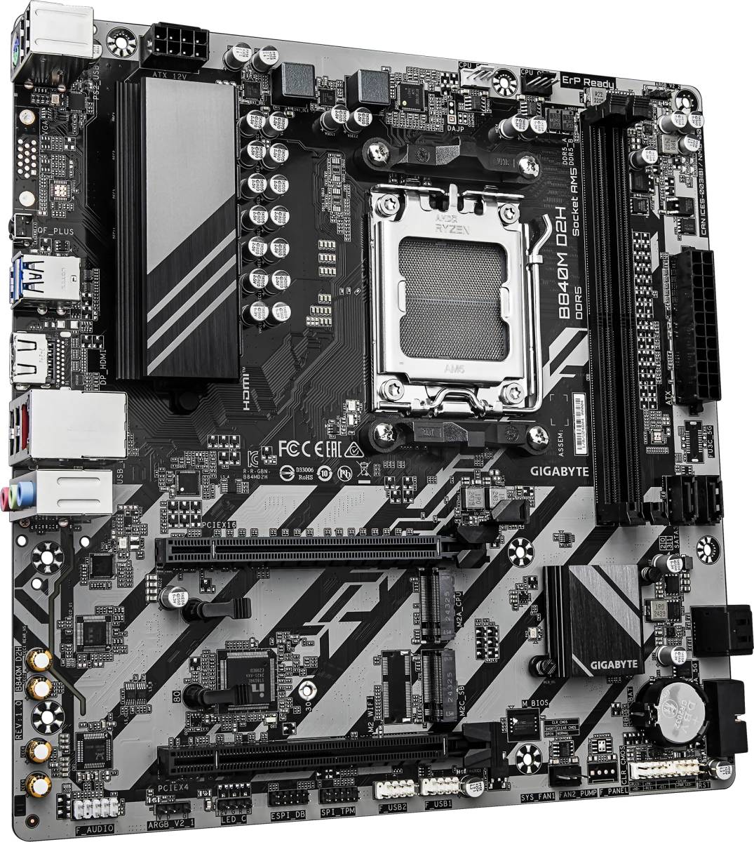 Материнская плата Gigabyte B840M D2H, AM5, (HDMI), 2xDDR V, mATX (ТОЛЬКО В СОСТАВЕ ПЭВМ)
