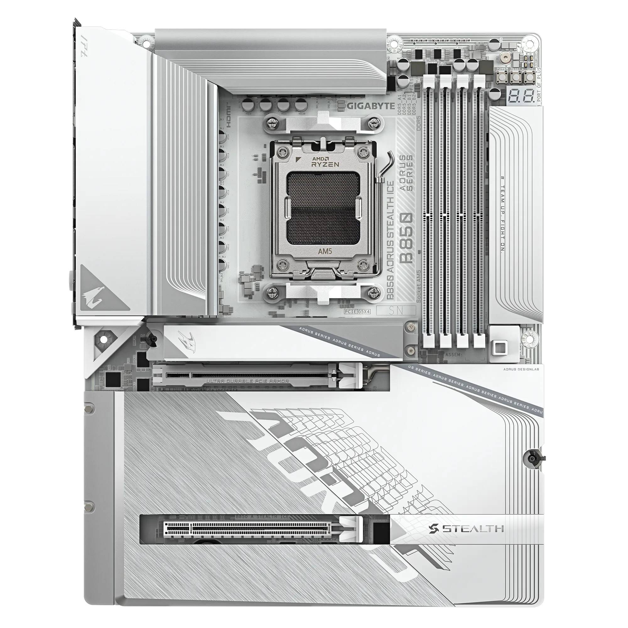 Материнская плата Gigabyte B850 AORUS STEALTH ICE, AM5, (HDMI), 4xDDR V, ATX