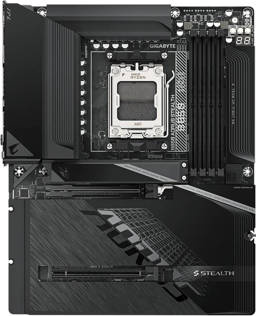 Материнская плата Gigabyte B850 AORUS STEALTH, AM5, (HDMI), 4xDDR V, ATX