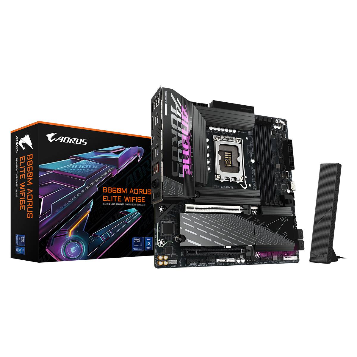 Материнская плата Gigabyte B860M AORUS ELITE WIFI6E, LGA1851, (HDMI, DP), 4xDDR V, mATX