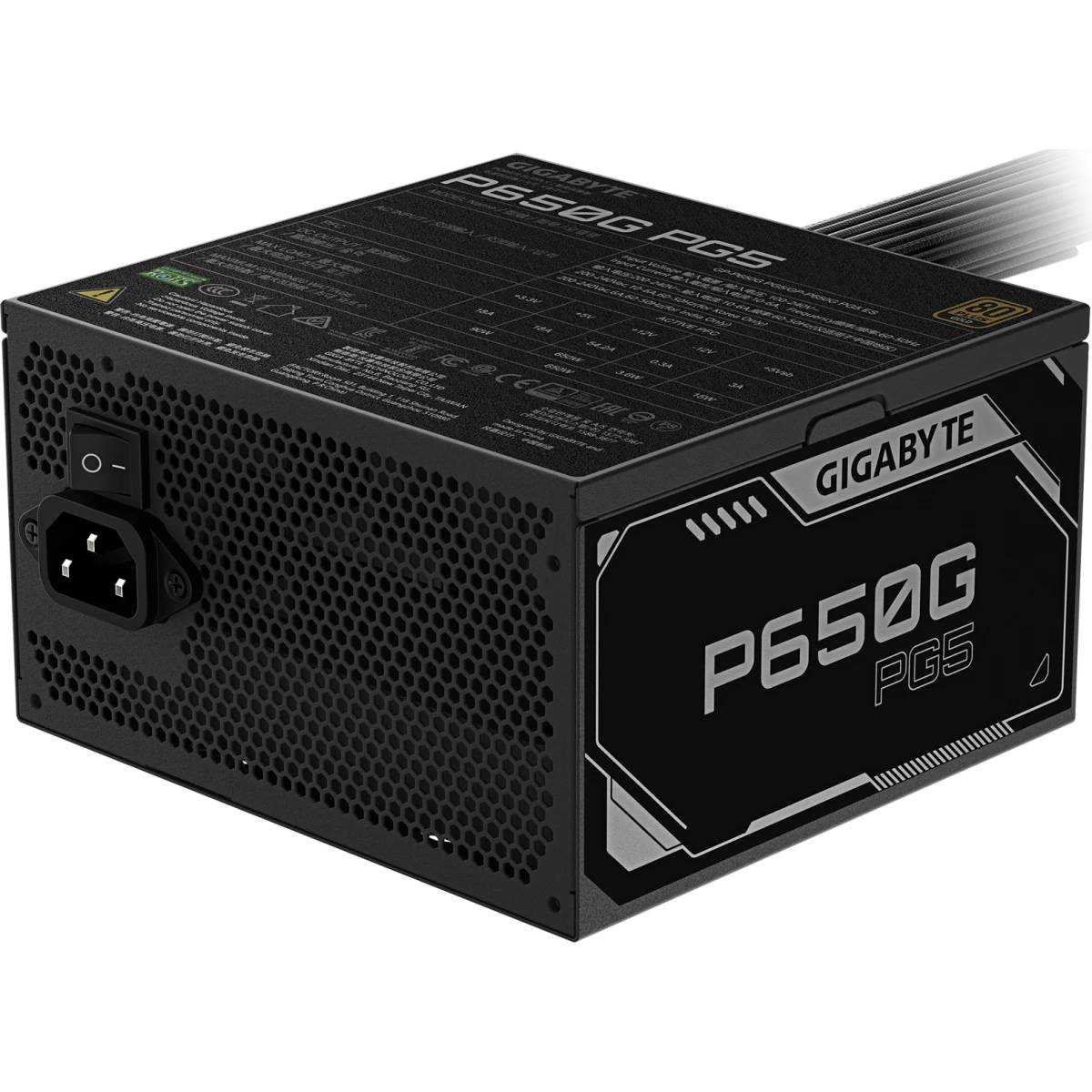 Блок питания 650Вт, Gigabyte GP-P650G PG5, 80 Plus Gold, APFC, ATX
