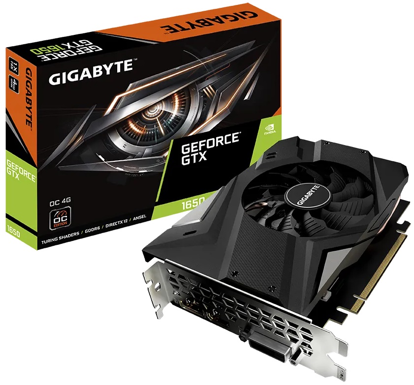 Видеокарта GeForce GTX 1650, 4Gb GDDR6 128bit, Gigabyte GV-N1656OC-4GD 4.0, RTL