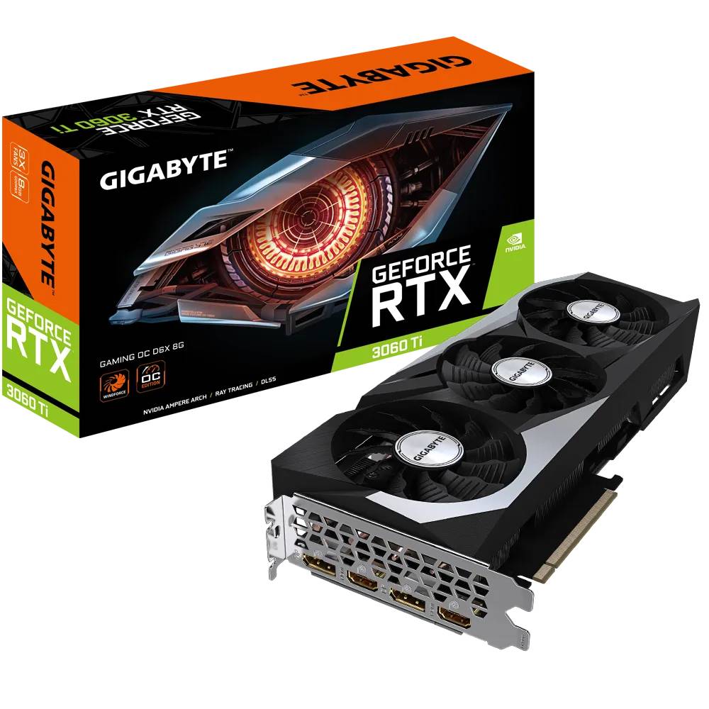 Видеокарта GeForce RTX 3060 Ti, 8Gb GDDR6X 256bit, Gigabyte GV-N306TXGAMING OC-8GD, RTL