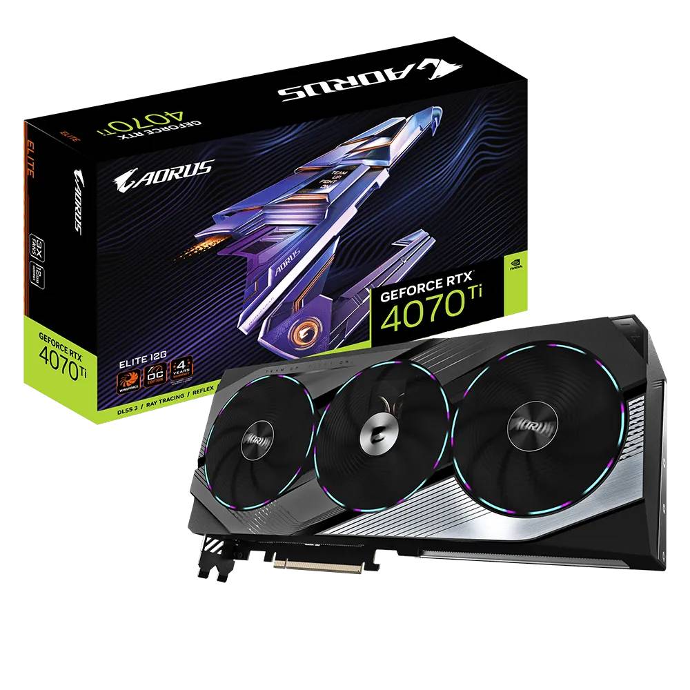 Видеокарта GeForce RTX 4070 Ti, 12Gb GDDR6X 192bit, Gigabyte RTX4070Ti AORUS ELITE 12GB GV-N407TAORUS E-12GD, RTL