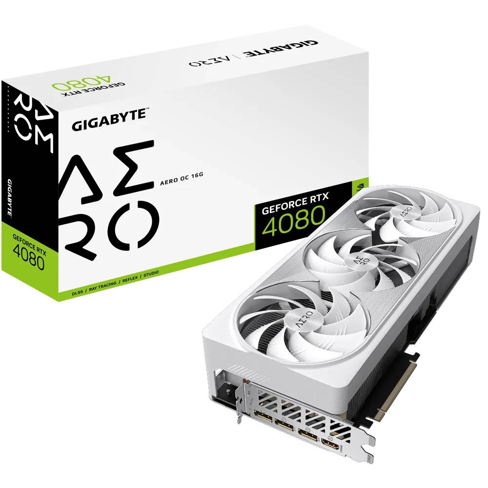 Видеокарта GeForce RTX 4080, 16Gb GDDR6X 256bit, Gigabyte GV-N4080AERO OC-16GD, RTL