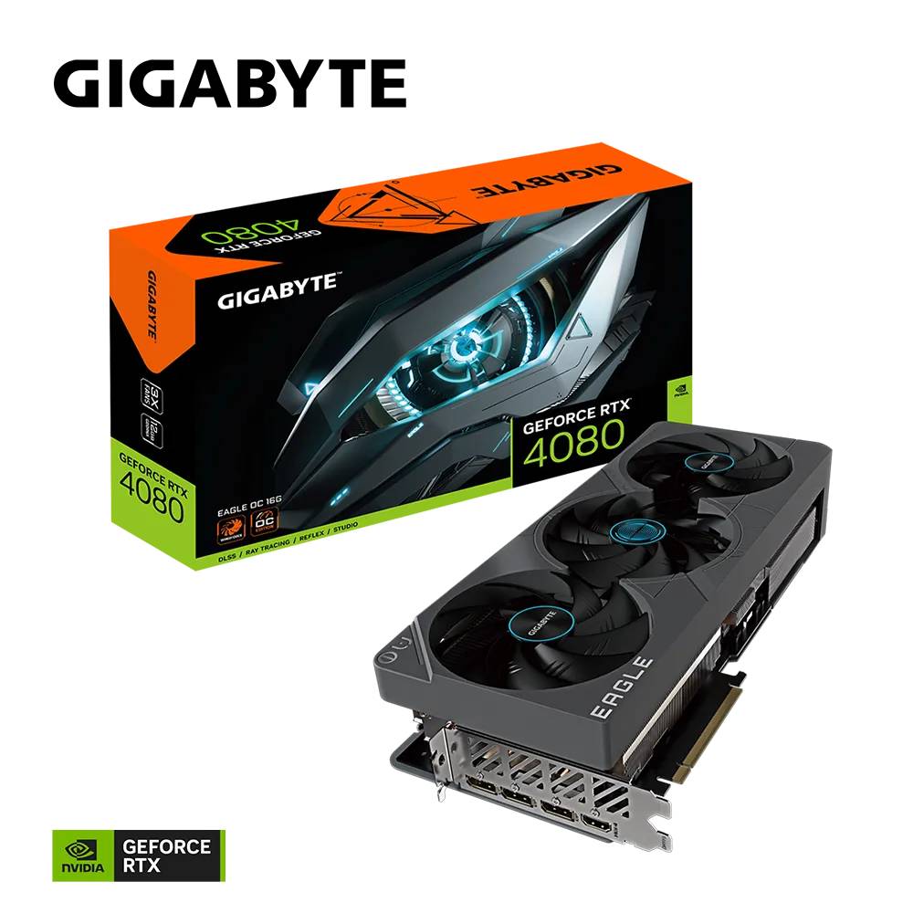 Видеокарта GeForce RTX 4080, 16Gb GDDR6X 256bit, Gigabyte GV-N4080EAGLE OC-16GD, RTL