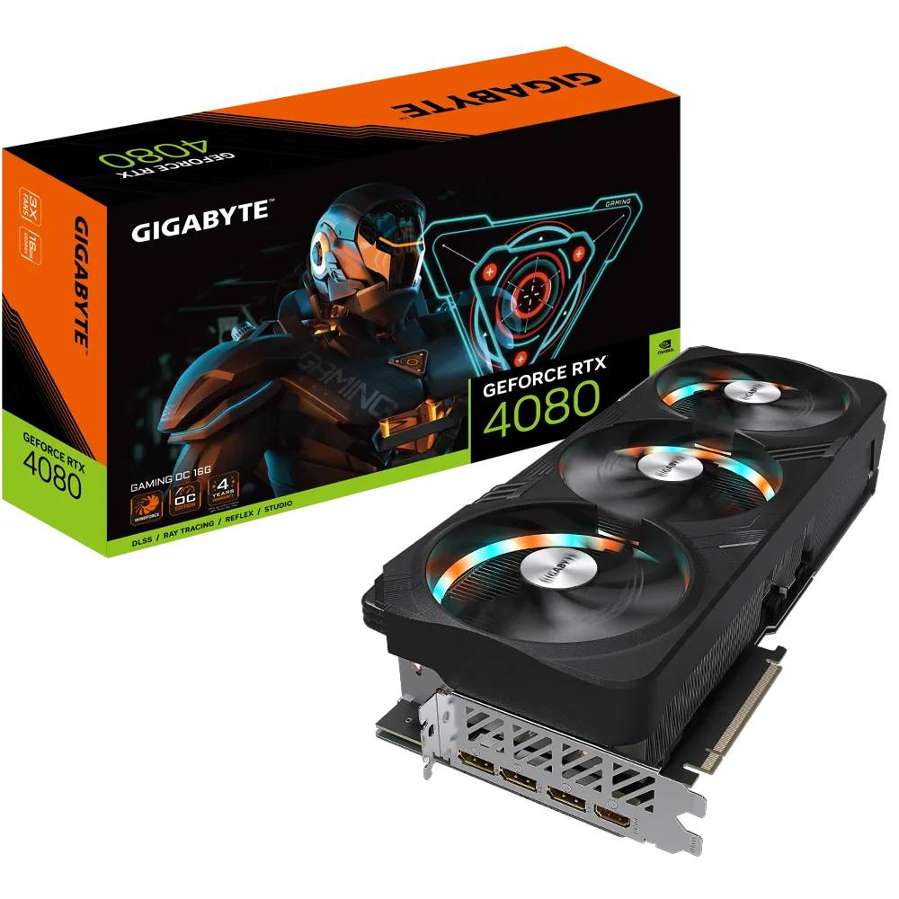 Видеокарта GeForce RTX 4080, 16Gb GDDR6X 256bit, Gigabyte GV-N4080GAMING-16GD, RTL