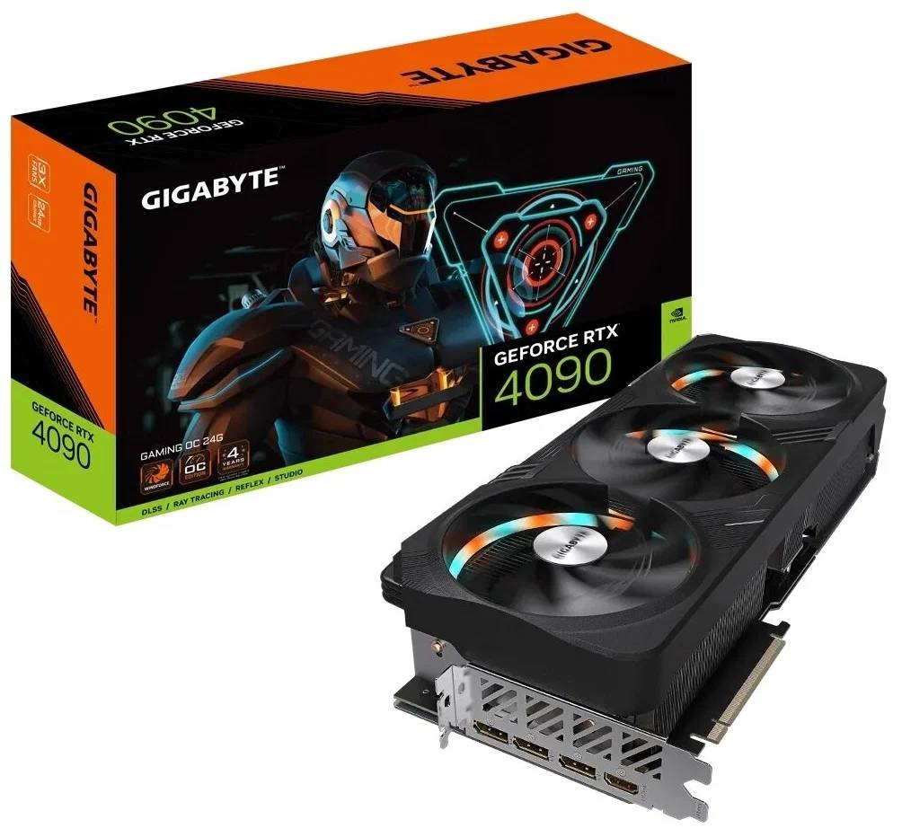 Видеокарта GeForce RTX 4090, 24Gb GDDR6X 384bit, Gigabyte GV-N4090GAMING OC-24GD, RTL