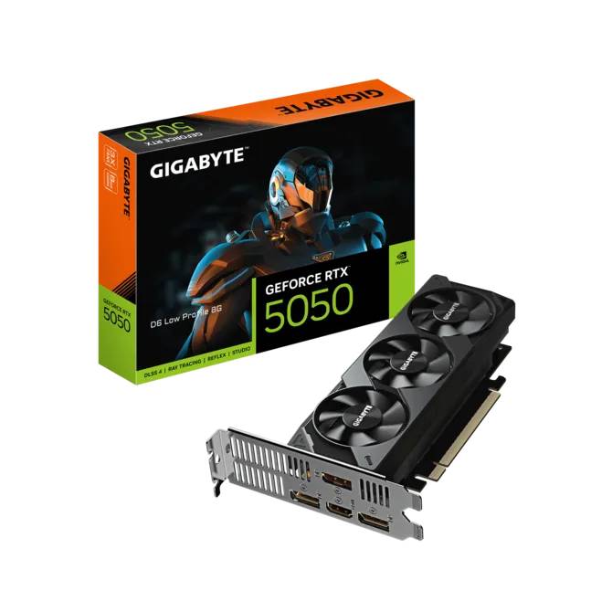 Видеокарта GeForce RTX 5050, 8Gb GDDR6 128bit, Gigabyte RTX 5050 D6 GV-N5050D6-8GL, LP, RTL