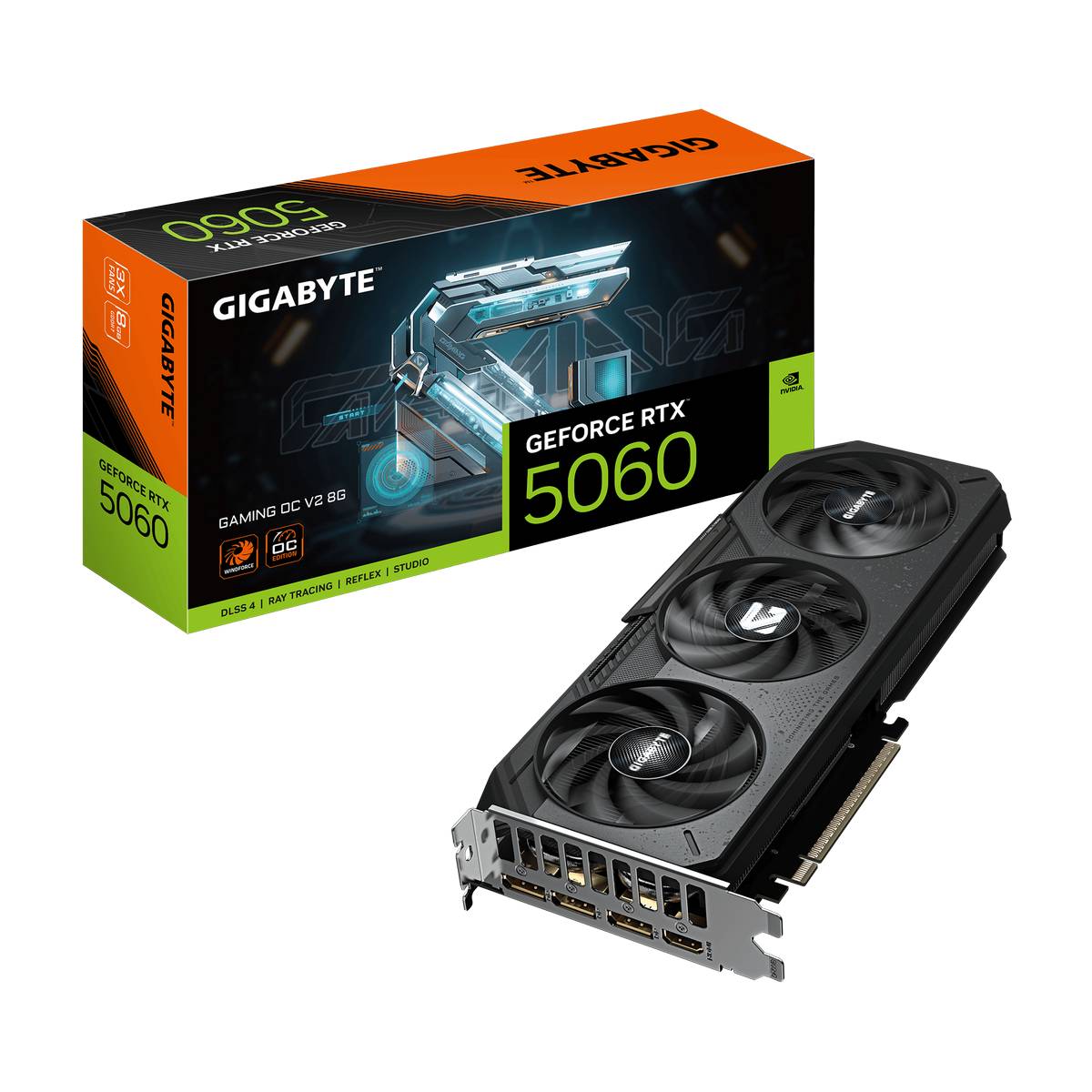Видеокарта GeForce RTX 5060, 8Gb GDDR7 128bit, Gigabyte RTX 5060 GAMING OC V2 8G GV-N5060GAMING OCV2-8GD, RTL