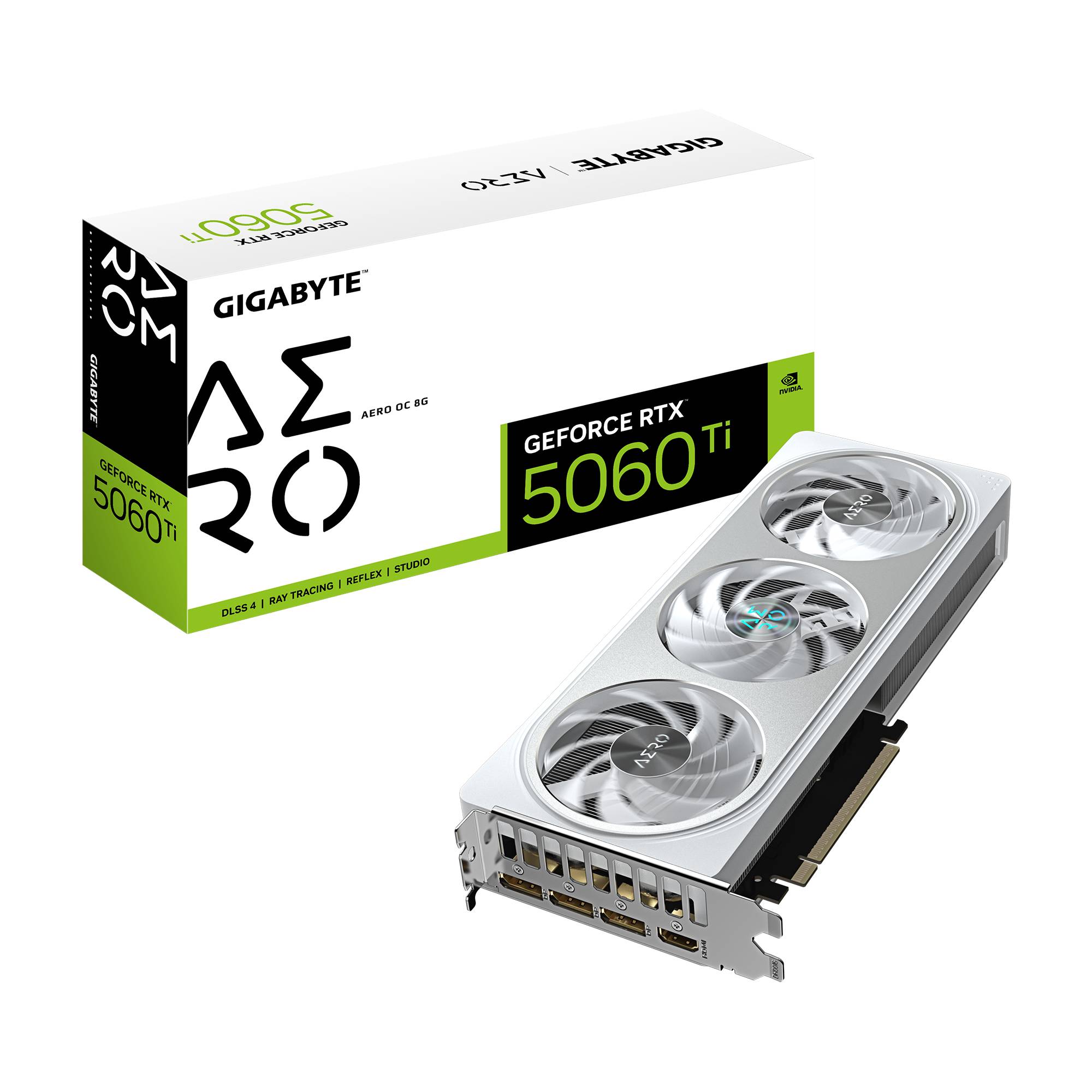 Видеокарта GeForce RTX 5060Ti, 8Gb GDDR7 128bit, Gigabyte RTX 5060 Ti Aero OC 8G GV-N506TAERO OC-8GD, RTL