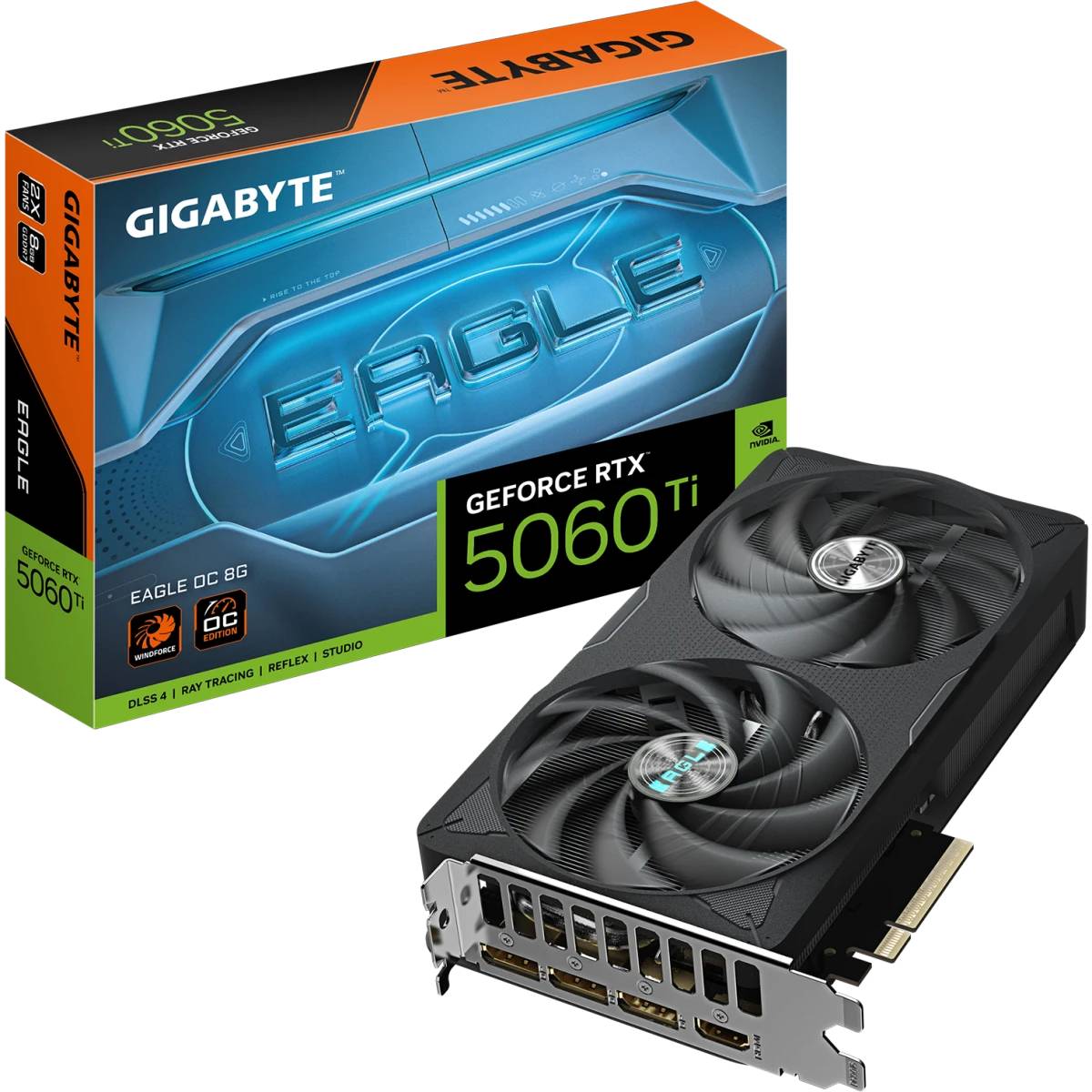 Видеокарта GeForce RTX 5060Ti, 8Gb GDDR7 128bit, Gigabyte RTX 5060 Ti Eagle OC 8G GV-N506TEAGLE OC-8GD, RTL