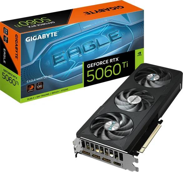Видеокарта GeForce RTX 5060Ti, 16Gb GDDR7 128bit, Gigabyte RTX 5060 Ti Eagle MAX OC 16G GV-N506TEAGLEMAX OC-16GD, RTL
