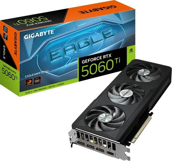 Видеокарта GeForce RTX 5060Ti, 8Gb GDDR7 128bit, Gigabyte RTX 5060 Ti Eagle MAX OC 8G GV-N506TEAGLEMAX OC-8GD, RTL