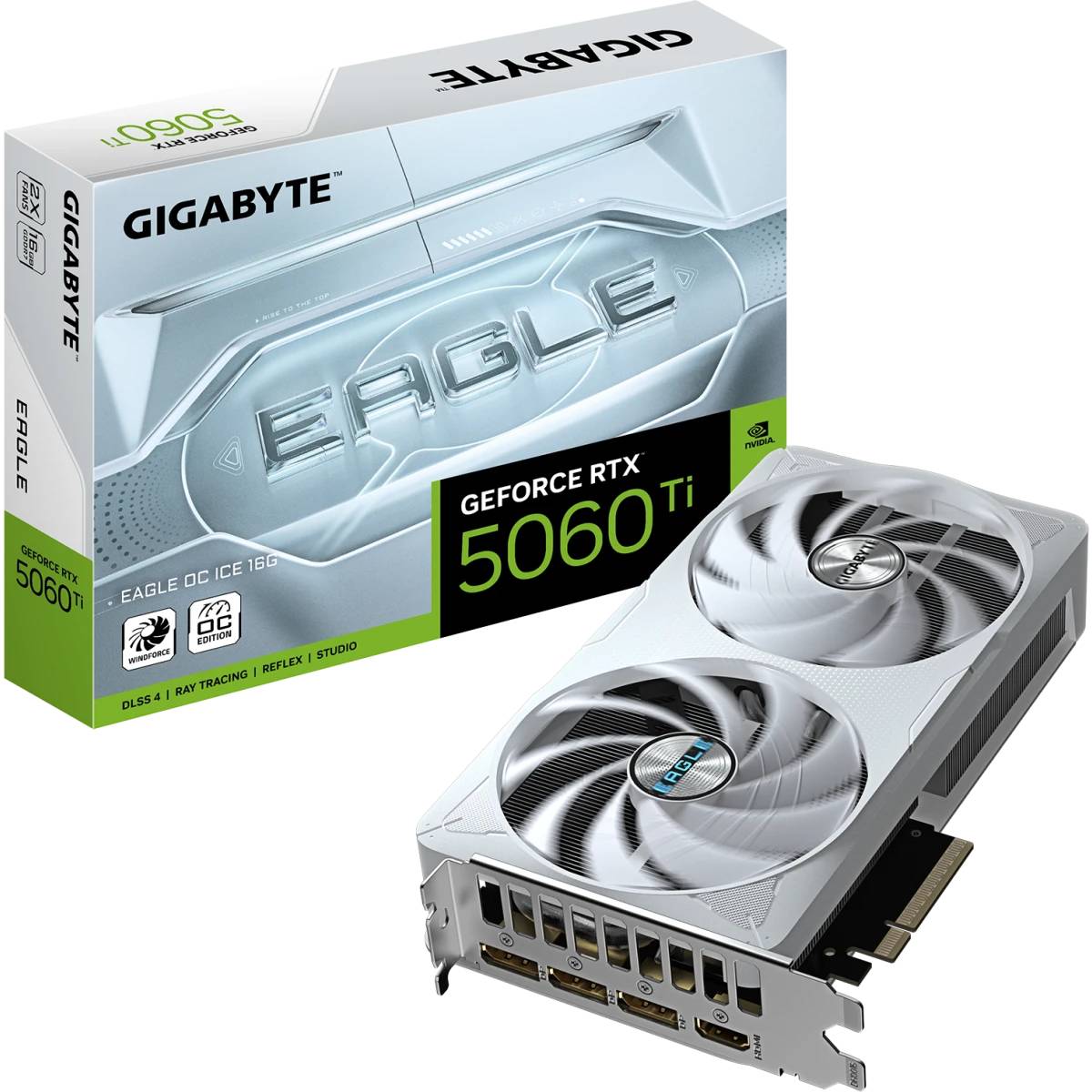 Видеокарта GeForce RTX 5060Ti, 16Gb GDDR7 128bit, Gigabyte RTX 5060 Ti Eagle OC Ice 16G GV-N506TEAGLEOC ICE-16GD, RTL