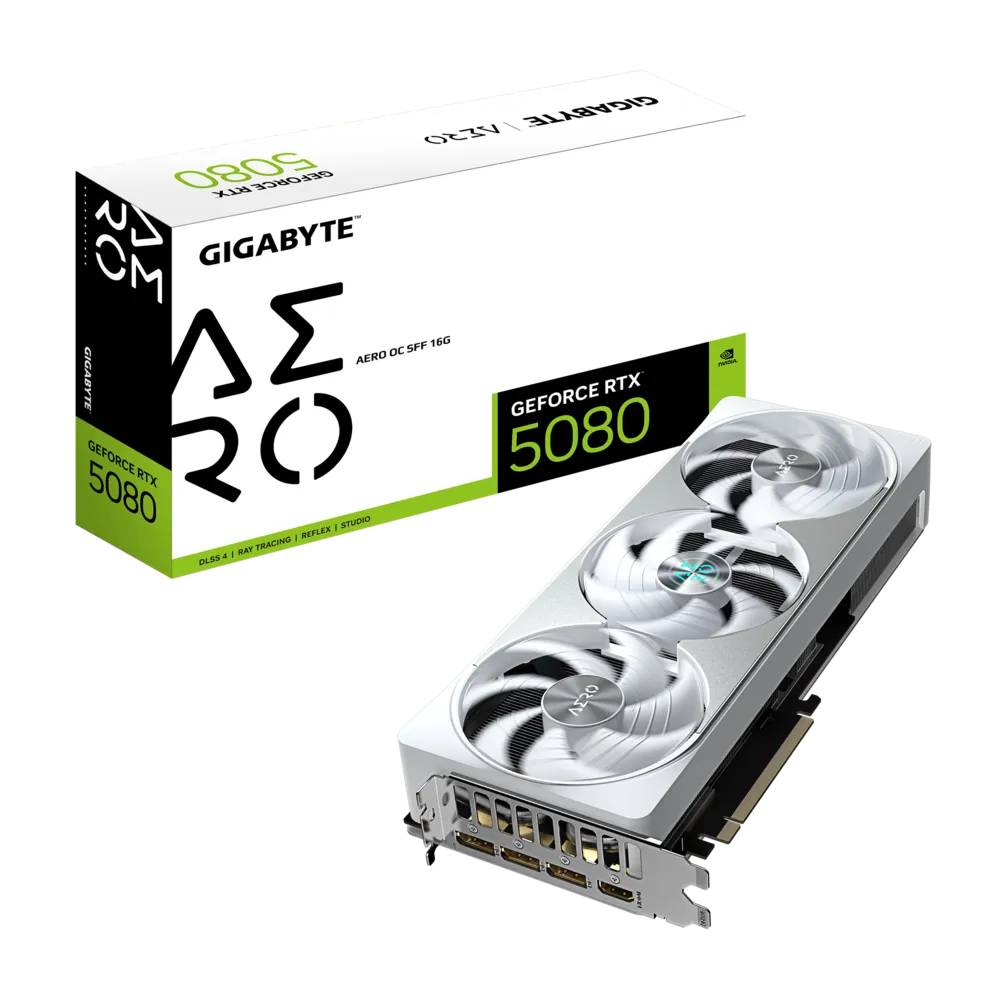 Видеокарта GeForce RTX 5080, 16Gb GDDR7 256bit, Gigabyte AERO OC SFF GV-N5080AERO OC-16GD, RTL