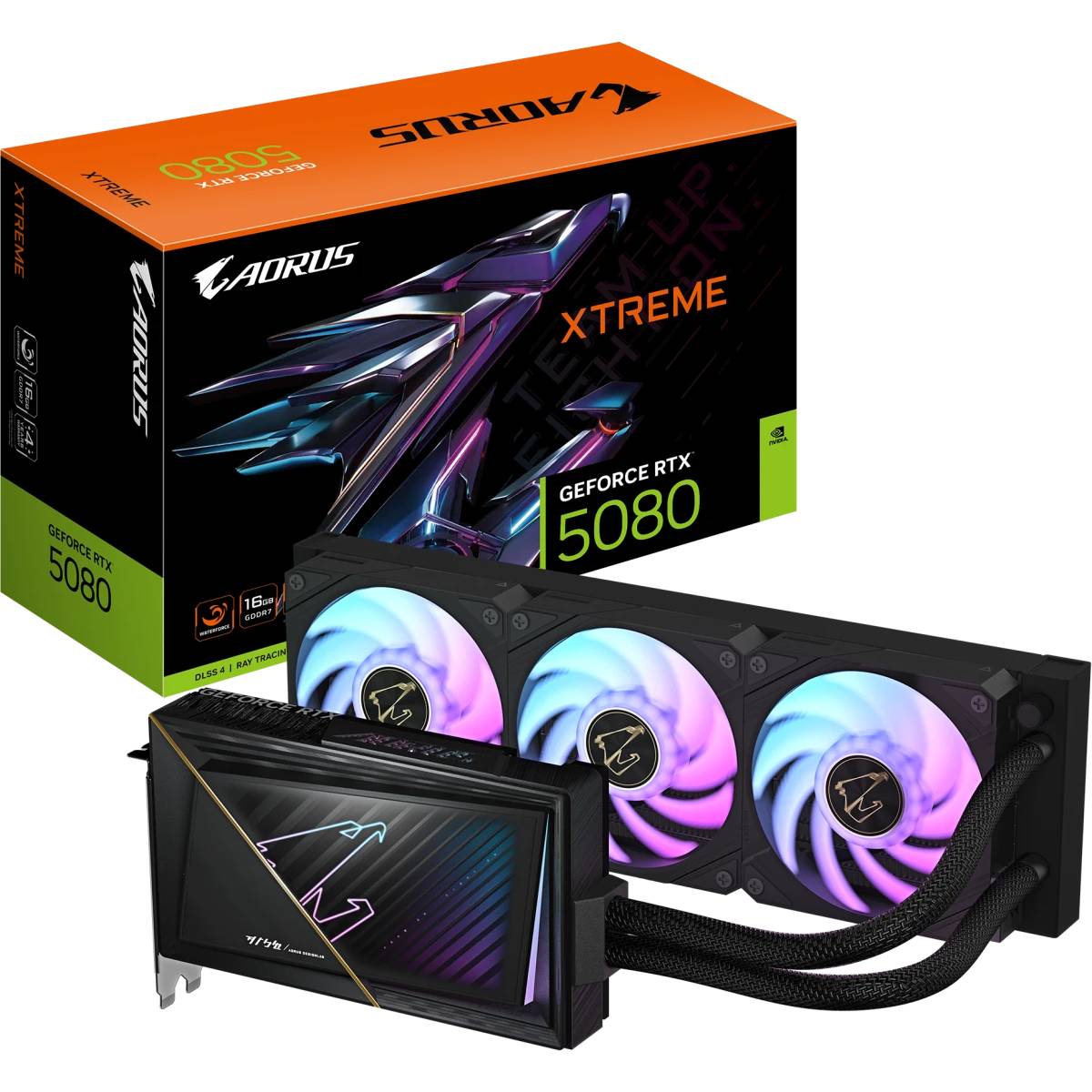 Видеокарта GeForce RTX 5080, 16Gb GDDR7 256bit, Gigabyte XTREME WATERFORCE GV-N5080AORUSX W-16GD, RTL