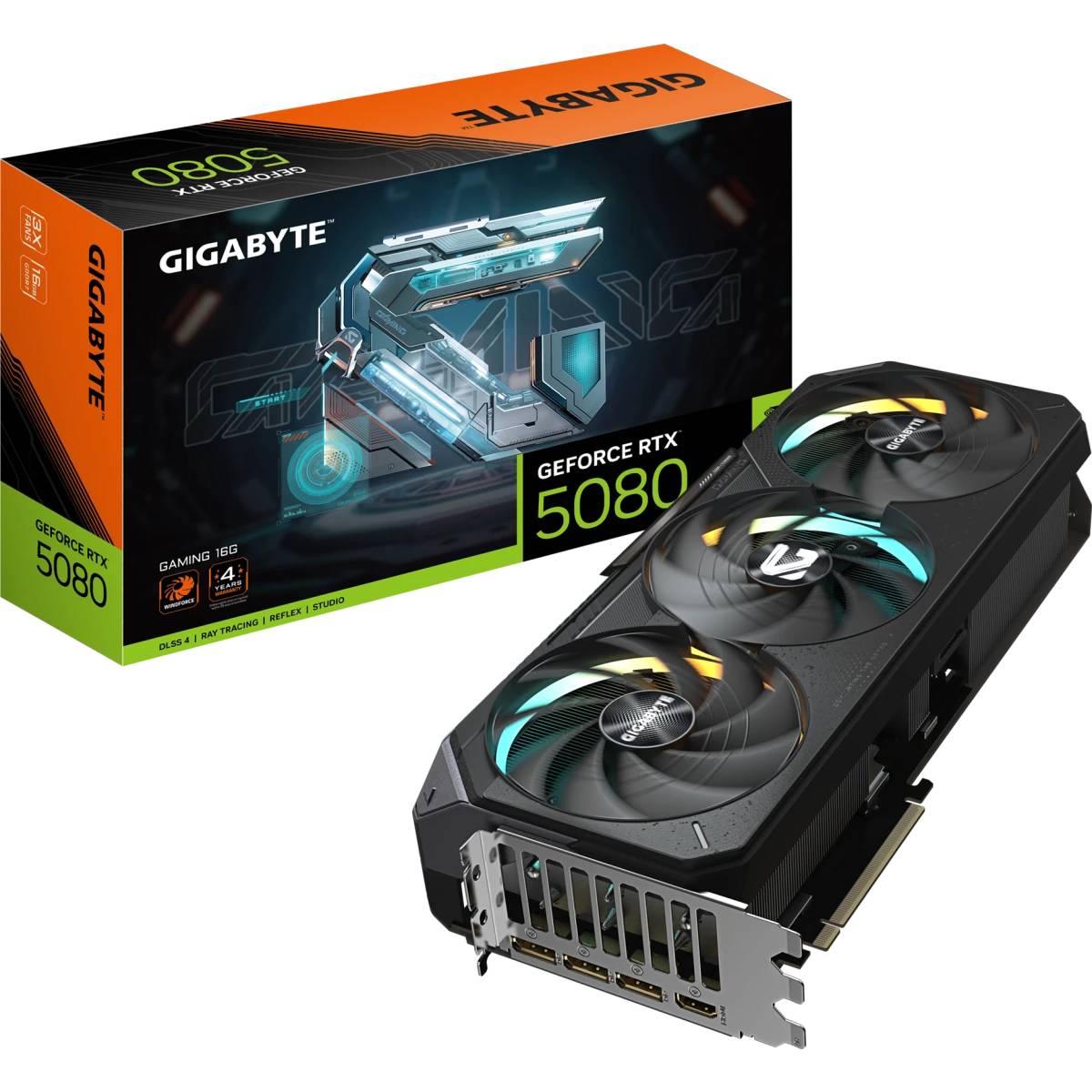 Видеокарта GeForce RTX 5080, 16Gb GDDR7 256bit, Gigabyte Gaming GV-N5080GAMING-16GD, RTL