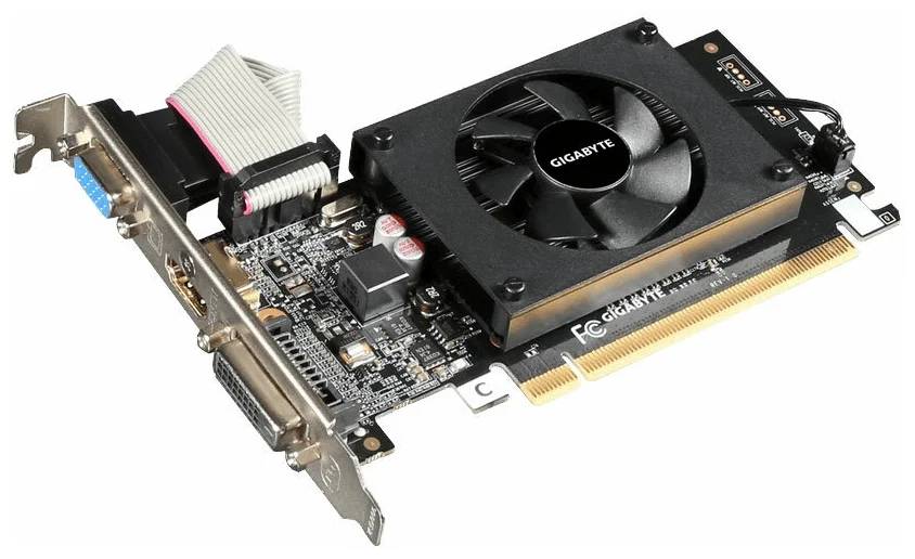 Видеокарта GeForce GT 710, 2Gb DDR3 64bit, Gigabyte GV-N710D3-2GL 2.0, RTL