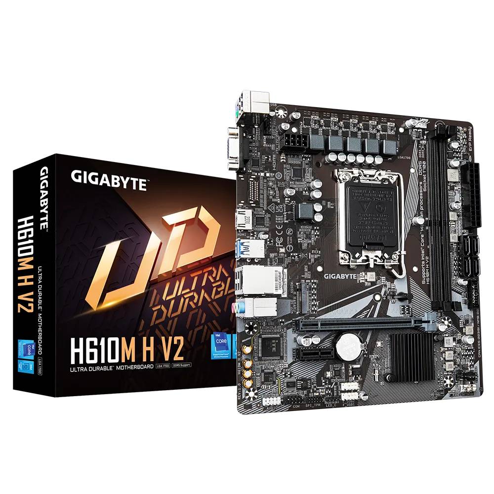 Материнская плата GigaByte H610M H V2, LGA1700, (VGA, HDMI), 2xDDR V, mATX