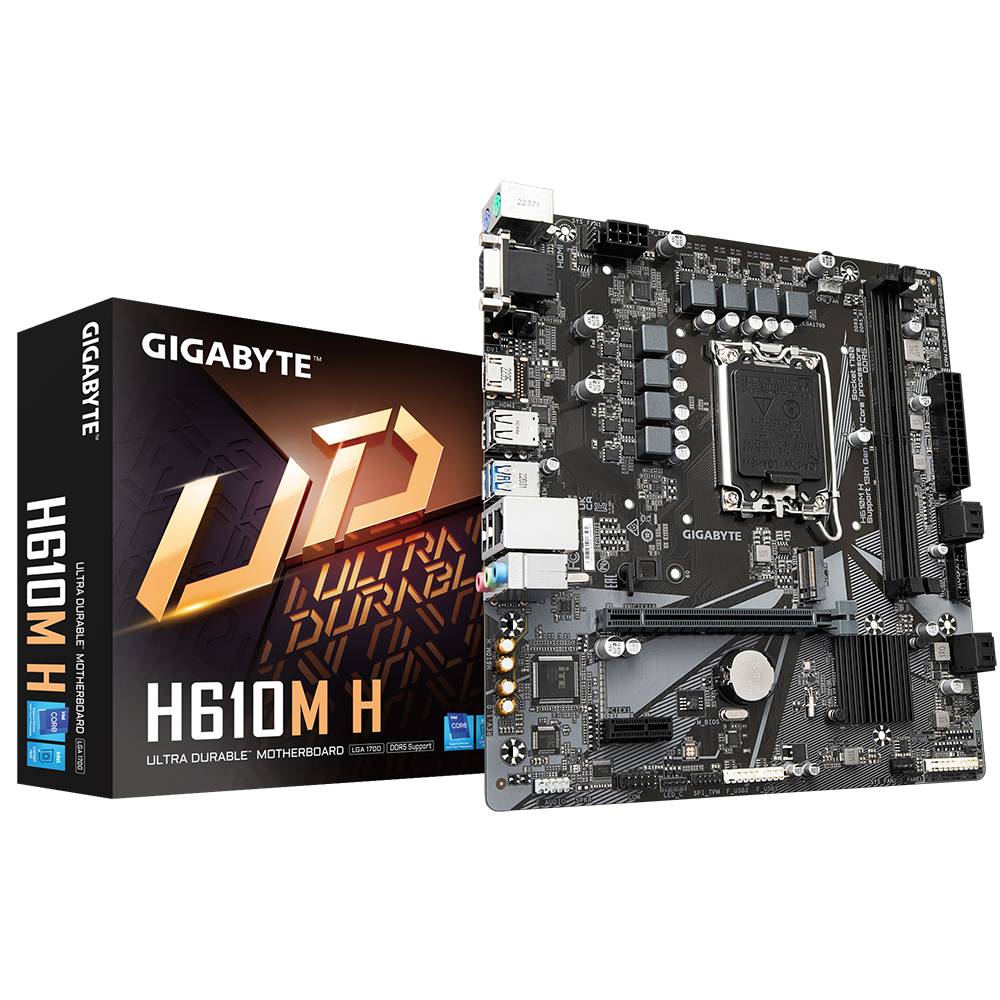 Материнская плата GigaByte H610M H, LGA1700, (VGA, HDMI), 2xDDR V, mATX