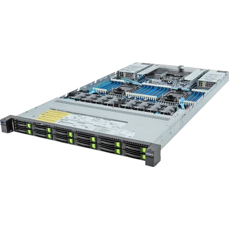 Серверная платформа GIGABYTE R183-S96-AAD1 (6NR183S96DR000AAD10) 2xLGA4677, C741, 32xDDR V ECC, 12x2.5", 2x1GbLan, 2x1600Вт, 1U