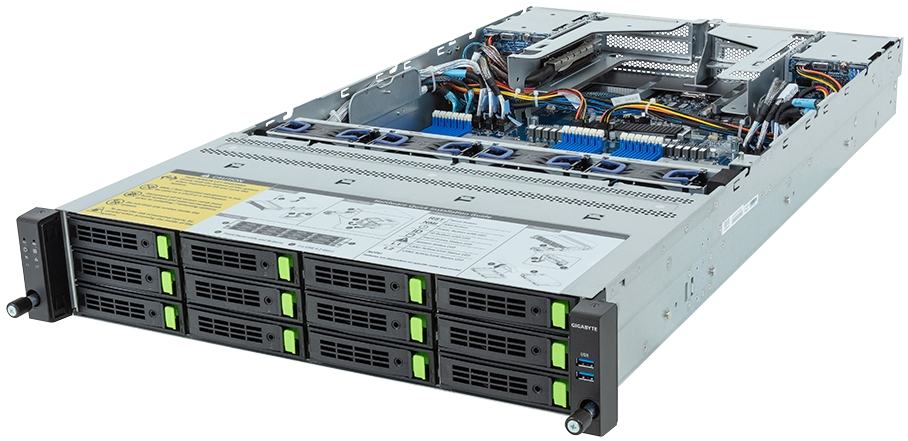 Серверная платформа GIGABYTE R283-Z94-AAV1 (6NR283Z94DR000ACV1) 2xSP5, 24xDDR V, 16x2.5"/12x3.5"(SSD/HDD), 2x1600Вт, 2U