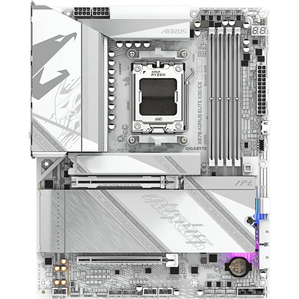 Материнская плата Gigabyte X870 AORUS ELITE X3D ICE, AM5, (HDMI), 4xDDR V, ATX