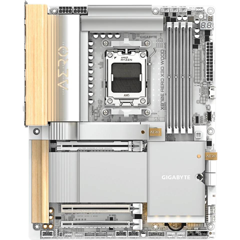 Материнская плата Gigabyte X870E AERO X3D WOOD, AM5, (HDMI), 4xDDR V, ATX