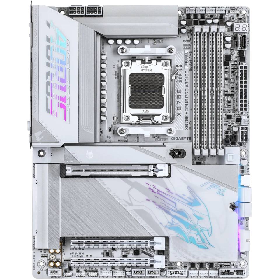 Материнская плата Gigabyte X870E AORUS PRO X3D ICE, AM5, (HDMI), 4xDDR V, ATX