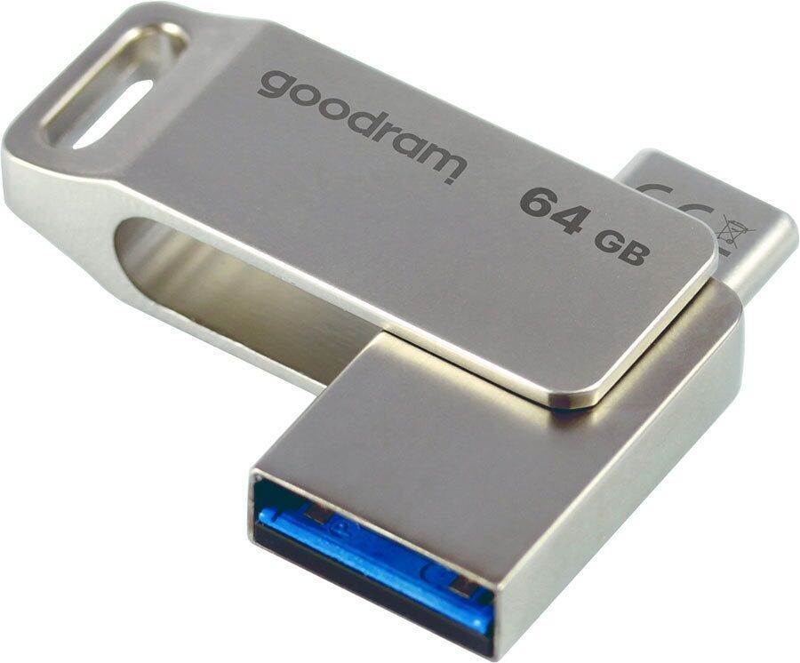 64Gb GoodRAM ODA3 ODA3-0640S0R11, USB3.0 Type-A/Type-C, Silver