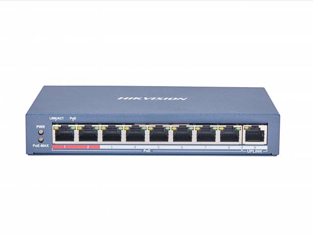 Коммутатор Hikvision DS-3E0109P-E(C), 9xLAN 100Mbps, PoE