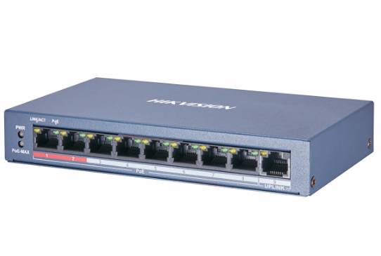 Коммутатор Hikvision DS-3E0109P-E/M(B), 9xLAN 100Mbps, PoE