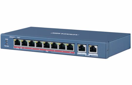 Коммутатор Hikvision DS-3E0310HP-E, 8xLAN 100Mbps, 2xLAN 1Gbps, PoE+