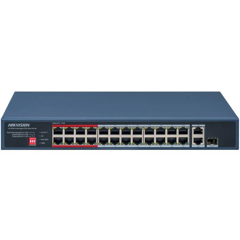 Коммутатор Hikvision DS-3E0326P-E/M(C), 24xLAN 100Mbps, 1xLAN 1Gbps, 1xCombo(1Gbps/SFP) PoE