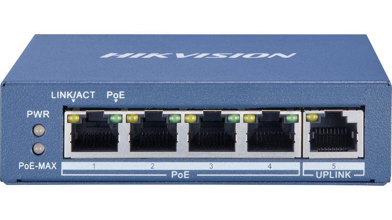 Коммутатор Hikvision DS-3E0505P-E/M, 5xLAN 1Gbps, PoE