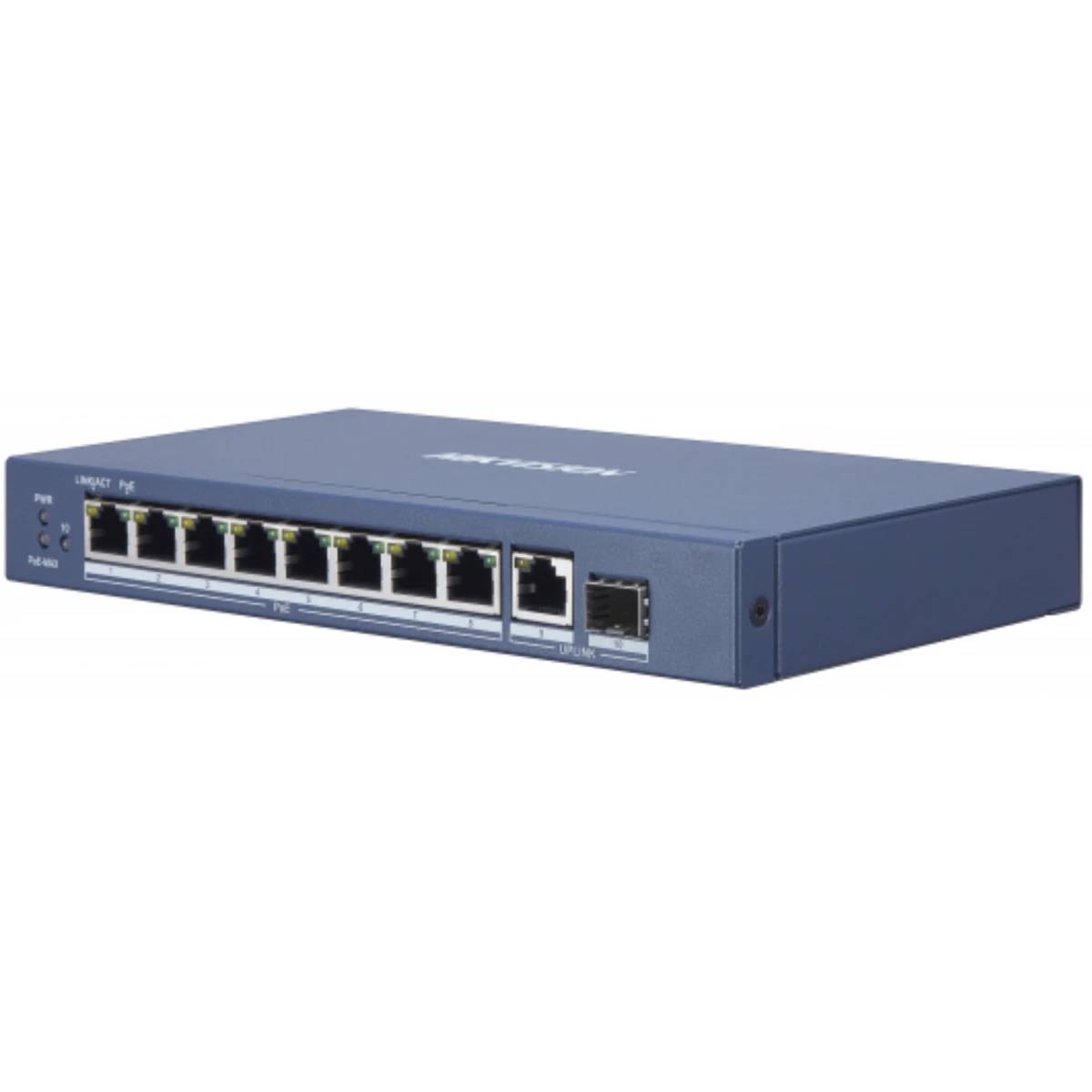 Коммутатор Hikvision DS-3E0510P-E/M, 8xLAN 1Gbps, 1xSFP, PoE+