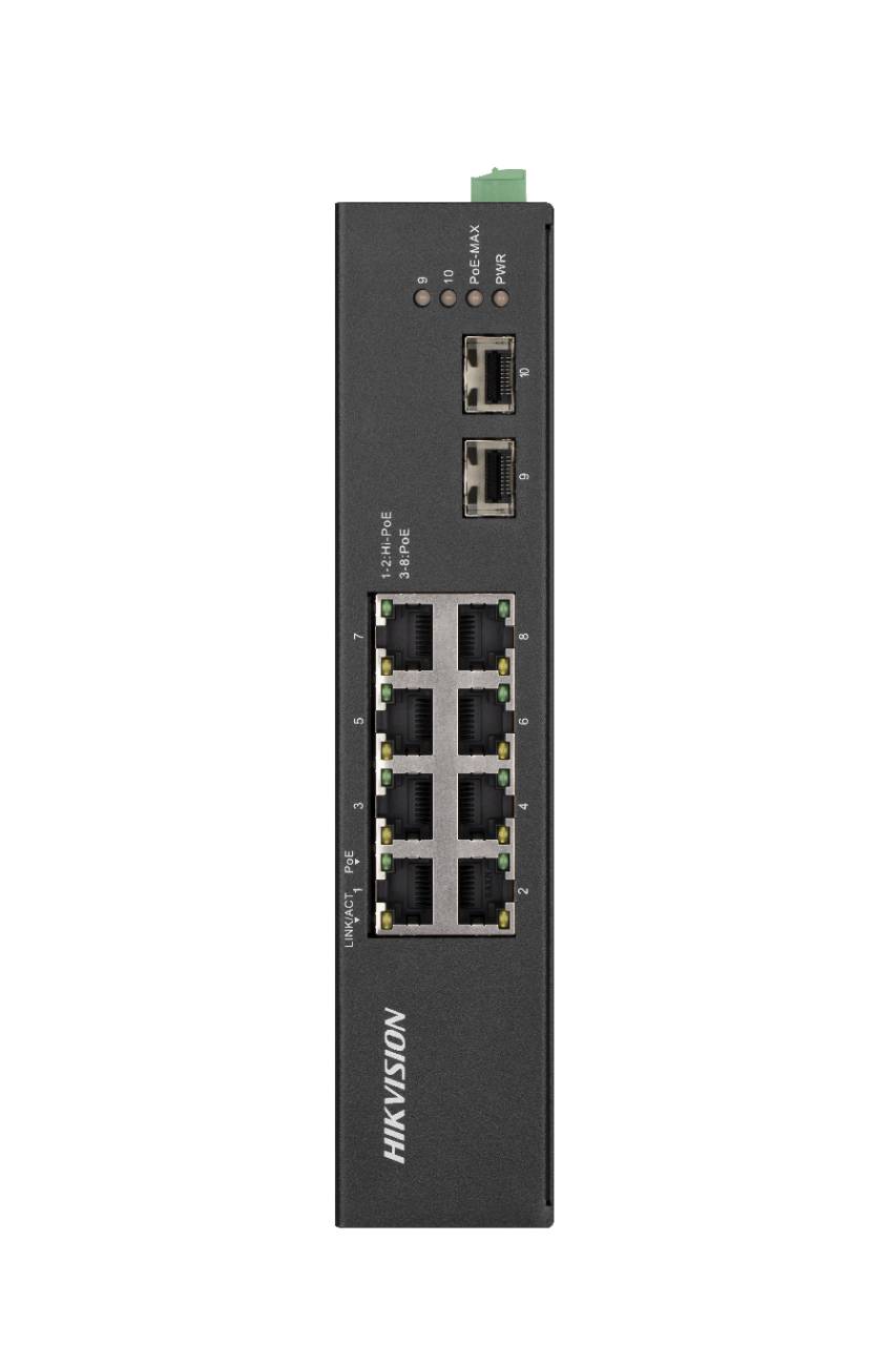 Коммутатор Hikvision DS-3T0510HP-E/HS, 8xLAN 1Gbps, 2xSFP, PoE