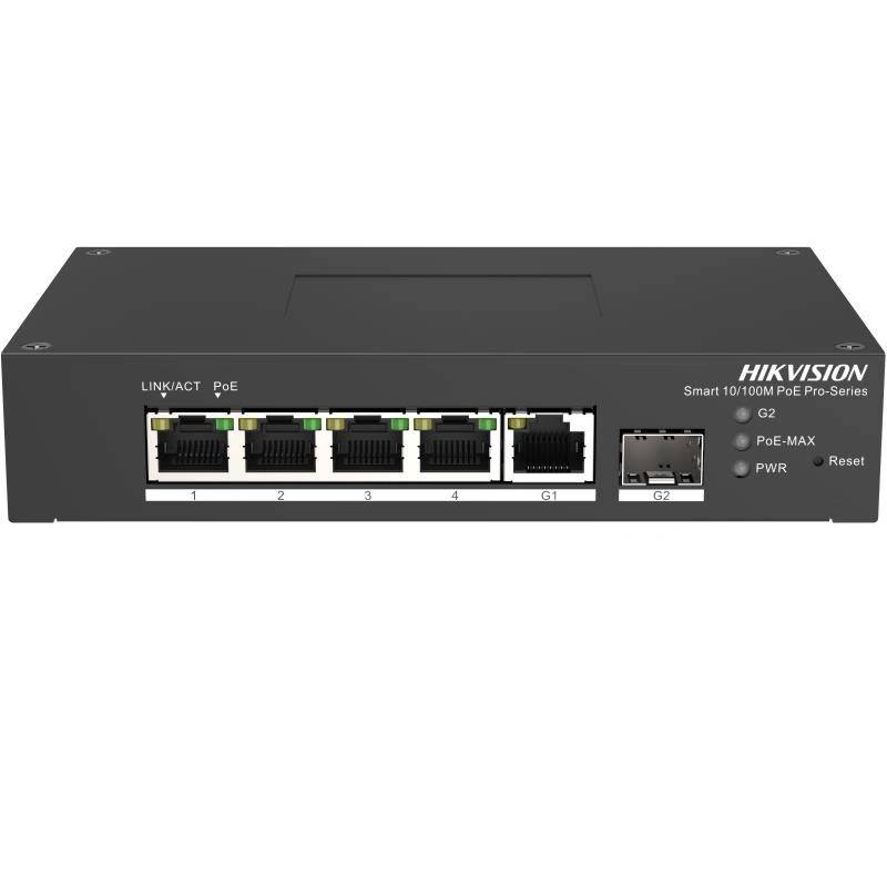 Коммутатор Hikvision DS-3T1306P-SI/HS, 1xLAN 1Gbps, 4xLAN 100Mbps, 1xSFP, PoE