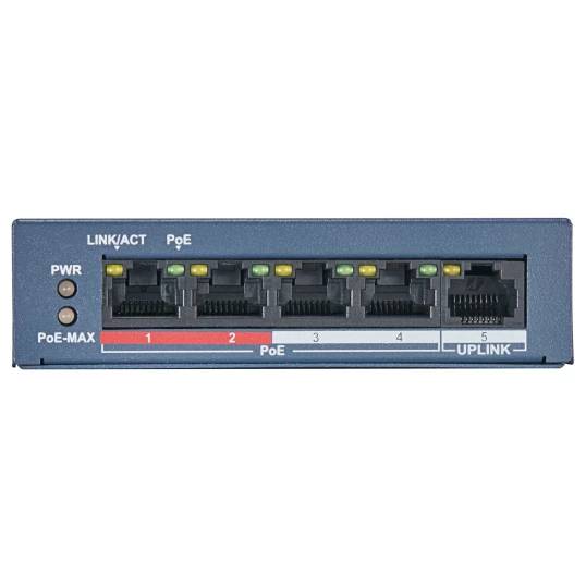 Коммутатор HiWatch DS-S504P(B), 5xLAN 100Mbps, PoE+